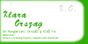 klara orszag business card